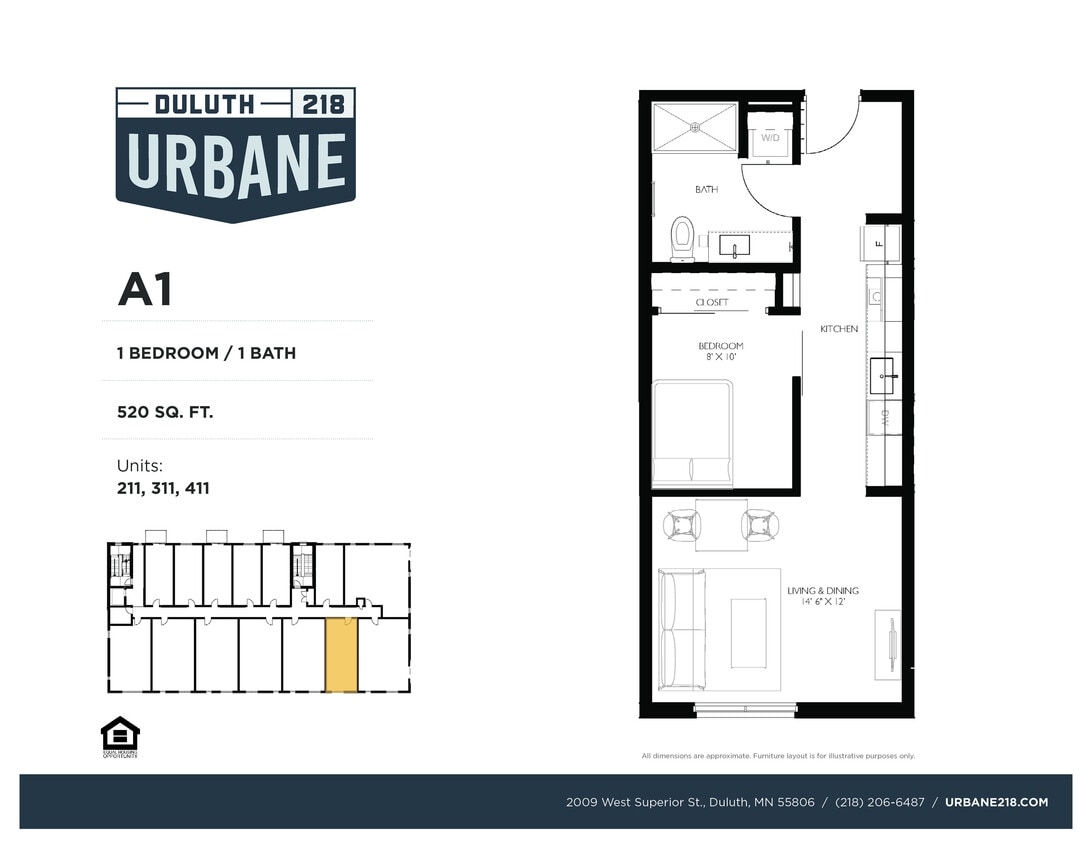Floor Plan - A1 - 1 Bed / 1 Bath Income Restricted - 70%