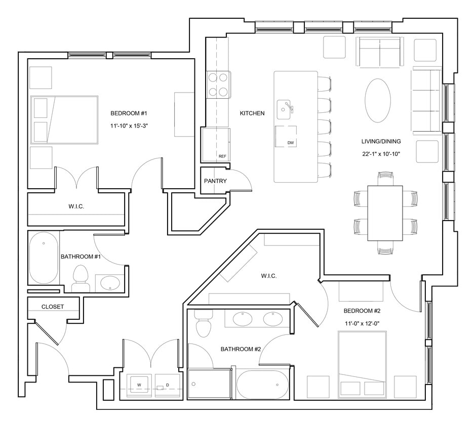 Floor Plan - 2 Bed/2 Bath-B4-Dundee