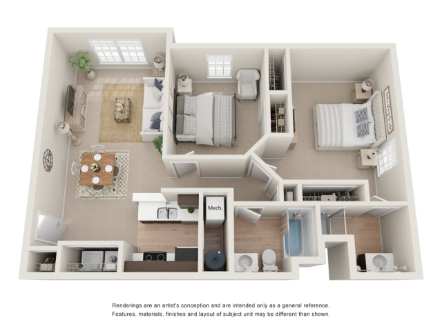 Floor Plan - 2 Bedroom 2 Bath Breezeway 