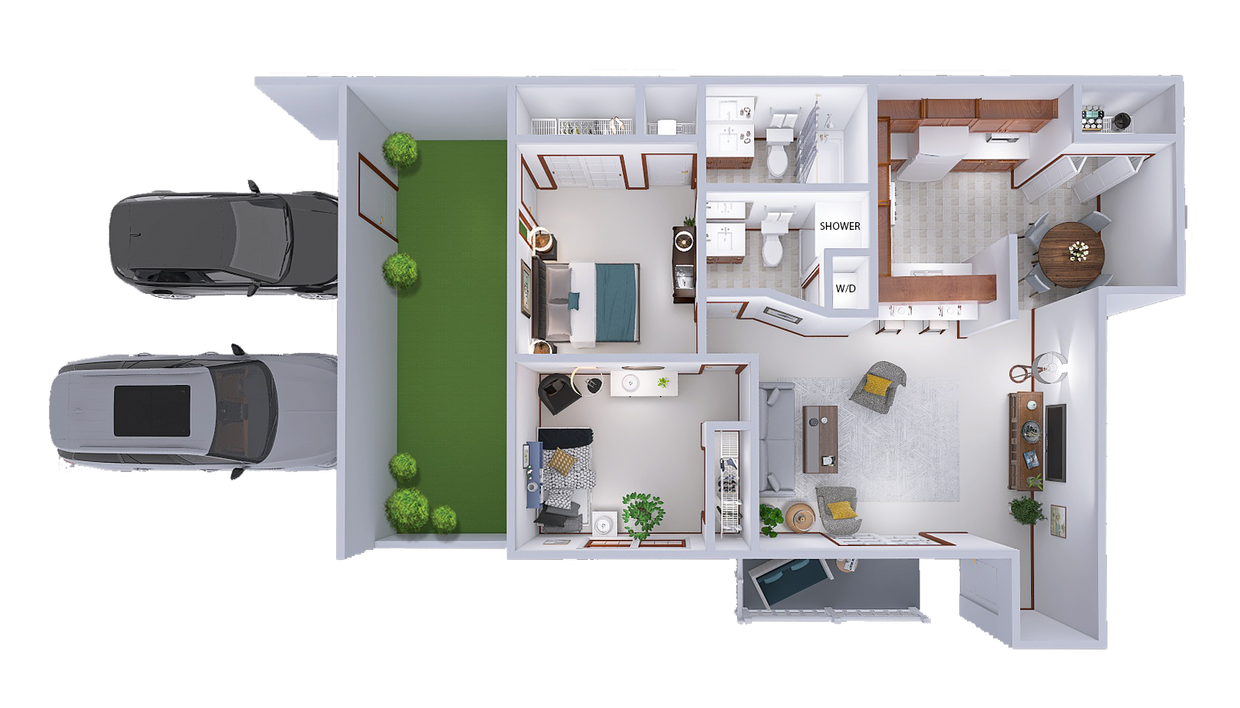 Floor Plan - 2 Bed, 2 Bath Lower
