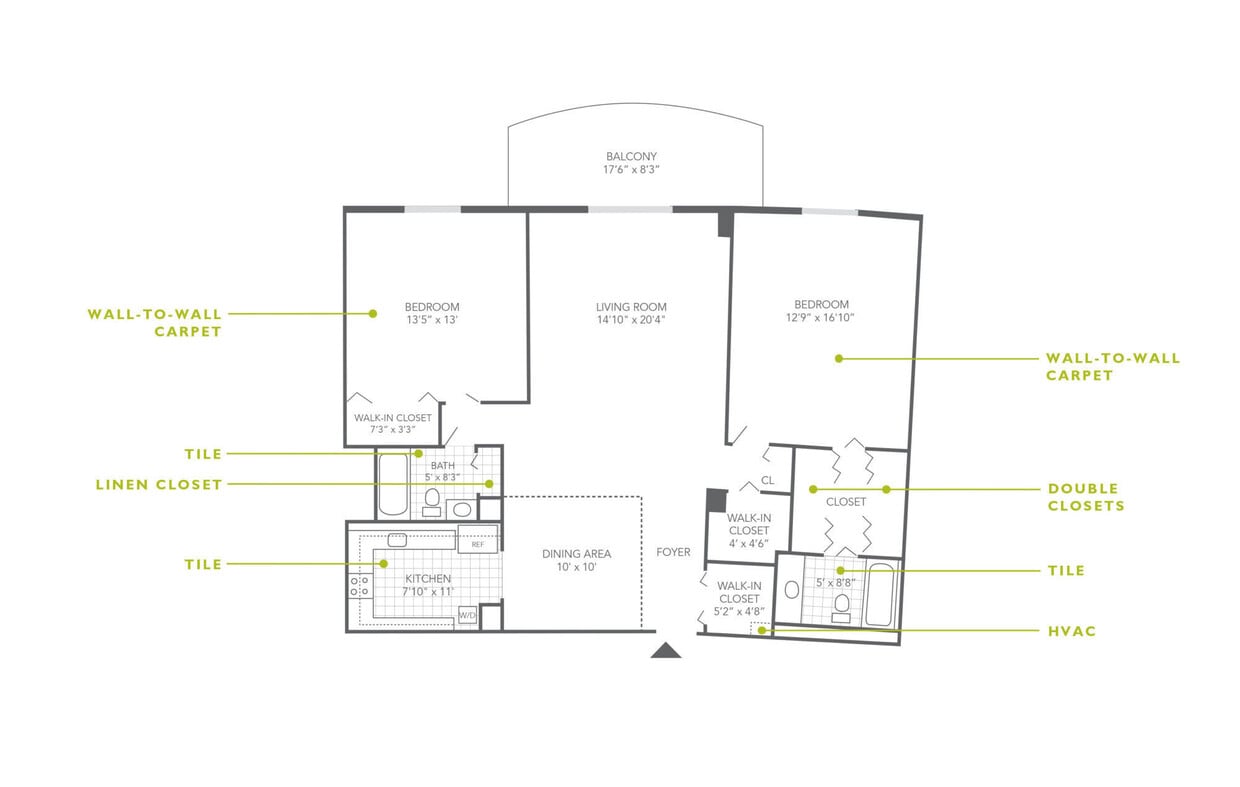 Floor Plan - 2 Bed | 2 Bath