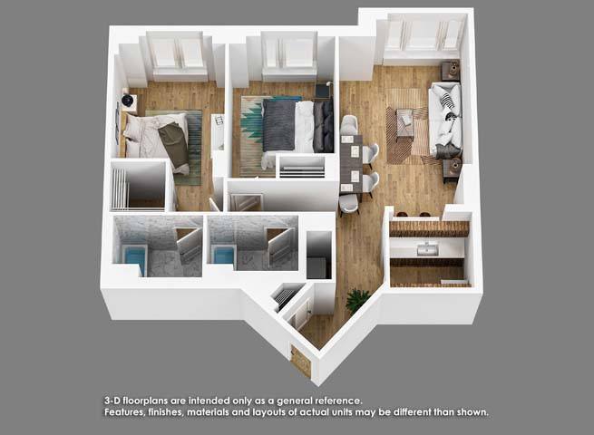 Floor Plan - 2 Bedroom 2 Bath- B03