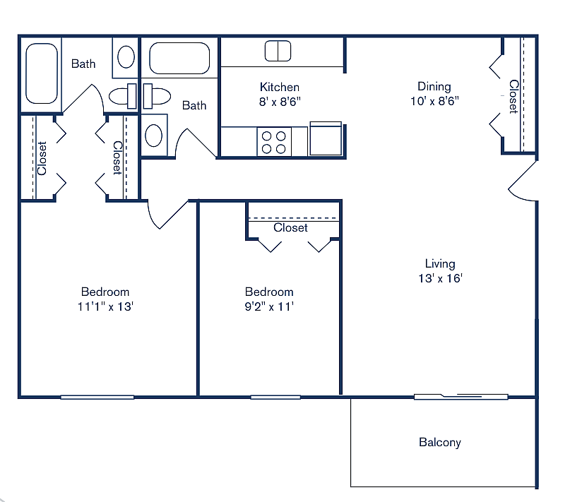 2x2_884_sqft[1] - 2 Bedroom, 2 Bath (884 sqft.)