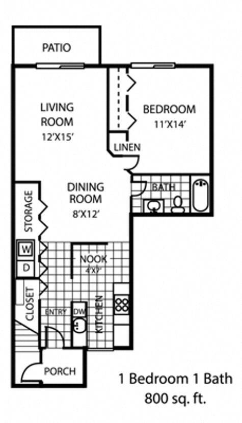 Floor Plan - 1 Bed | 1 Bath Lower