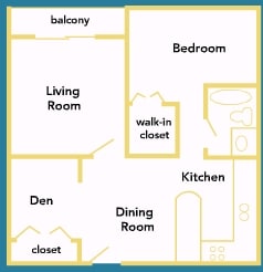 1BR/1BA - Medium One-Bedroom