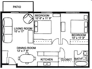 2BR/1BA - 2BR/2BA