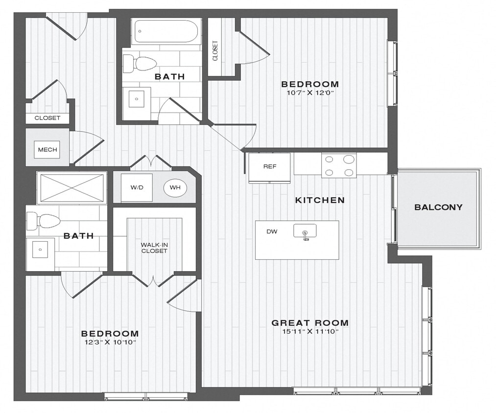 Floor Plan - 2 Bed/2 Bath-B2