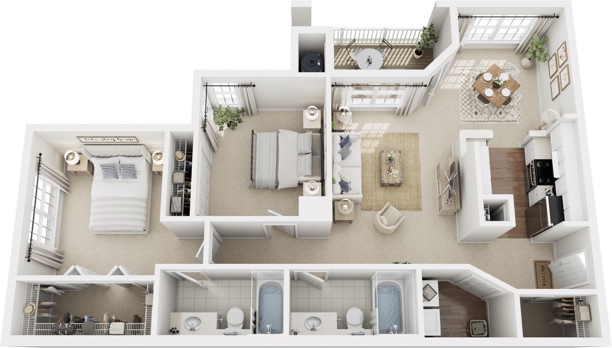 Floor Plan - B1: 2 Bed 2 Bath