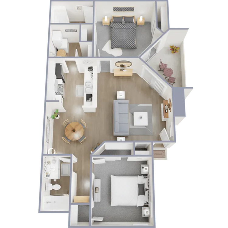 990 square foot two bedroom, two bath apartment home - Pikes Peak