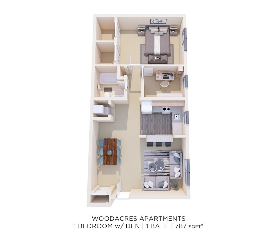 Floor Plan - One Bedroom Deluxe - 787 sqft