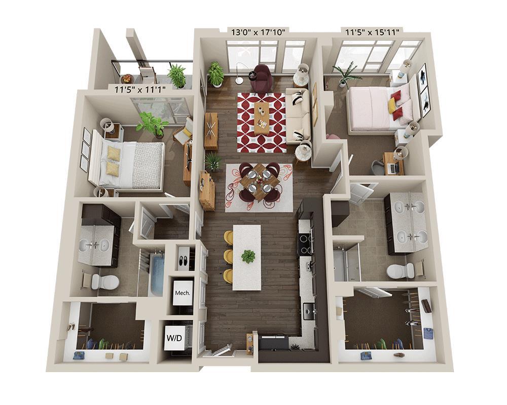 Floor Plan - Two Bedroom B2O