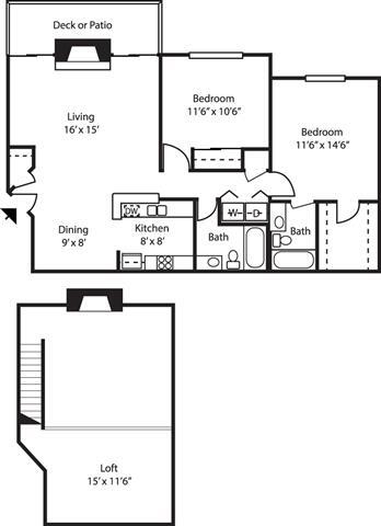 Floor Plan - 2BR-2BA-LOFT