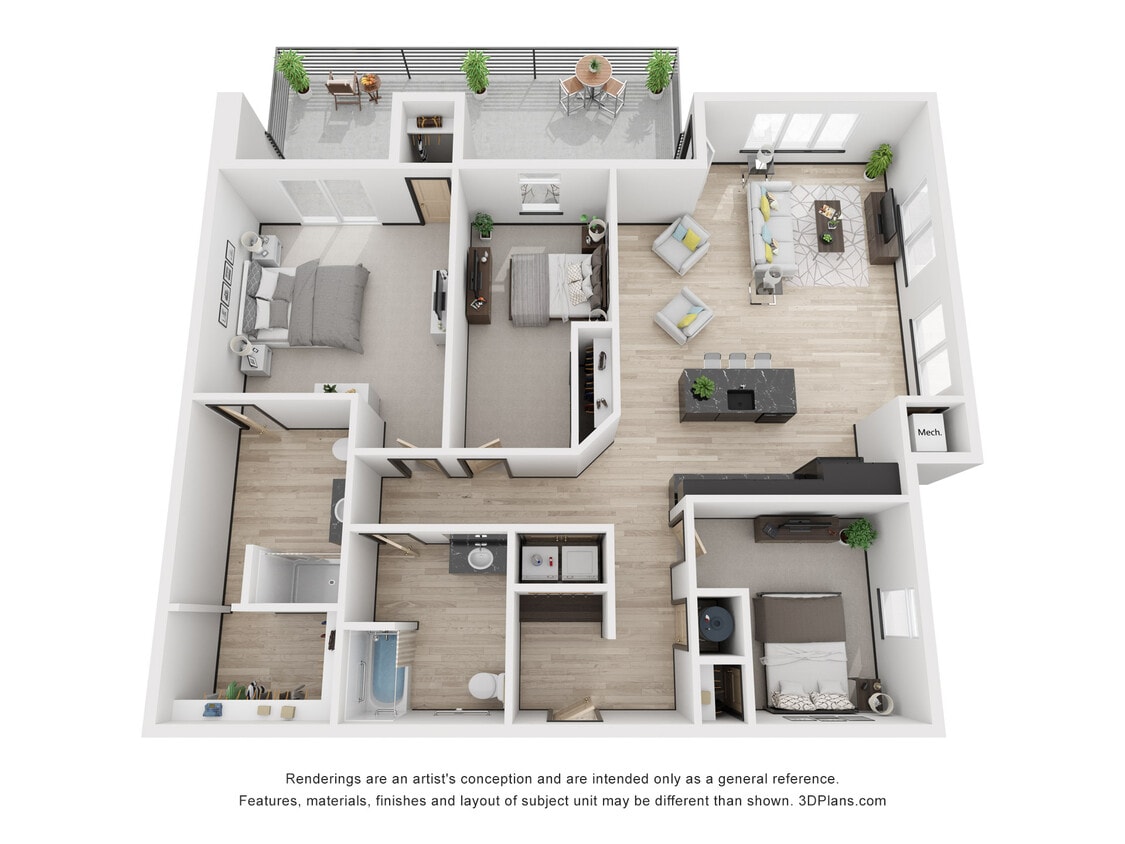 Floor Plan - 3BR/2.0BA