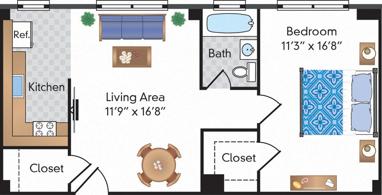 Floor Plan - Renovated 1 Bedroom 04 Tier