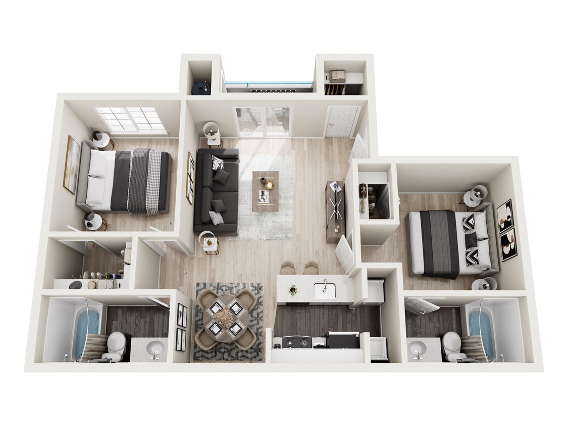 Floor Plan - Two Bedrooms Two Bathrooms A