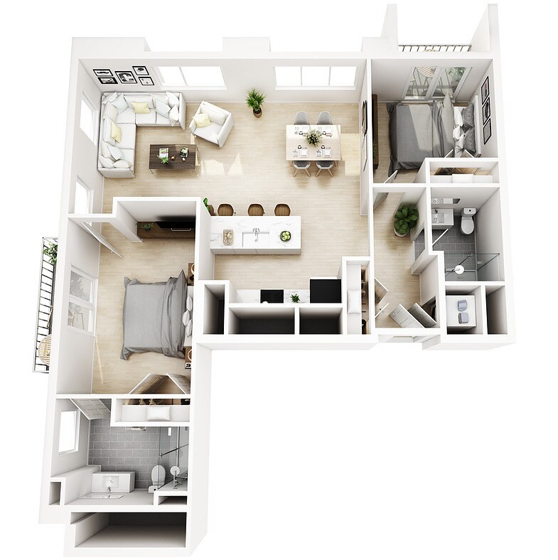 Floor Plan - 2 Bed 2 Bath Style Q