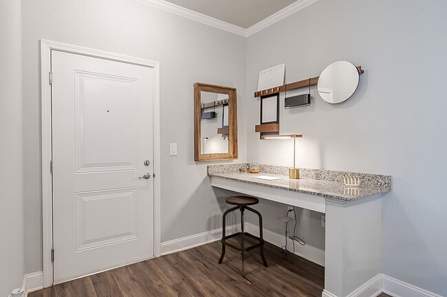 Transform your entryway with this chic and functional workspace design. - Sanctuary at Powell Place