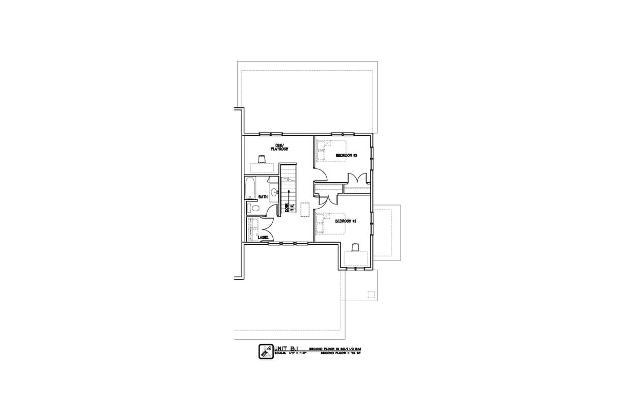 Floor Plan - Three Bedroom 2.5 Bath Townhome