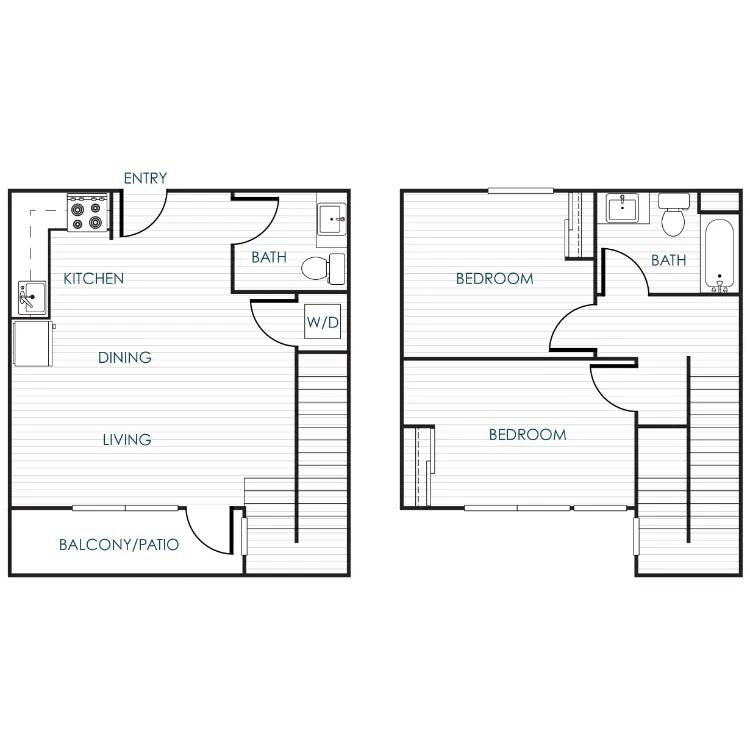 Floor Plan - 2-Bedroom 1.5-Bathroom Traditional Townhome