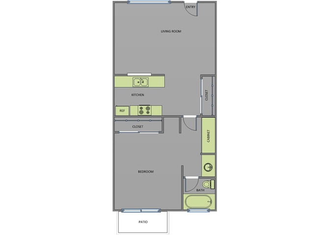 Floor Plan - 1 Bedroom 1 Bath