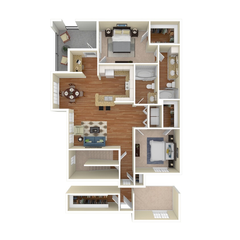 Floor Plan - 2 Bed 2 Bath 1209 SqFt (1096 Net)