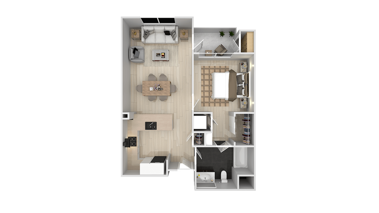 Floor Plan - 1 Bedroom 1 Bath B