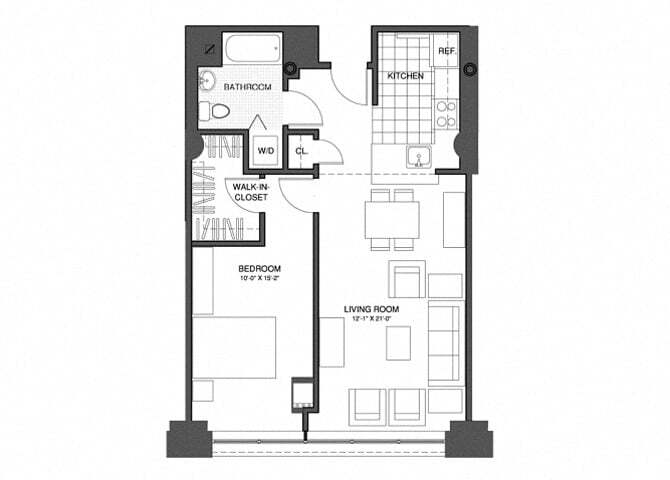 Floor Plan - 1 Bed/1 Bath