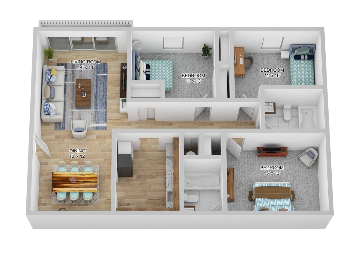 3 Bedroom : 2 Bathroom - 3 Bedroom, 2 Bath