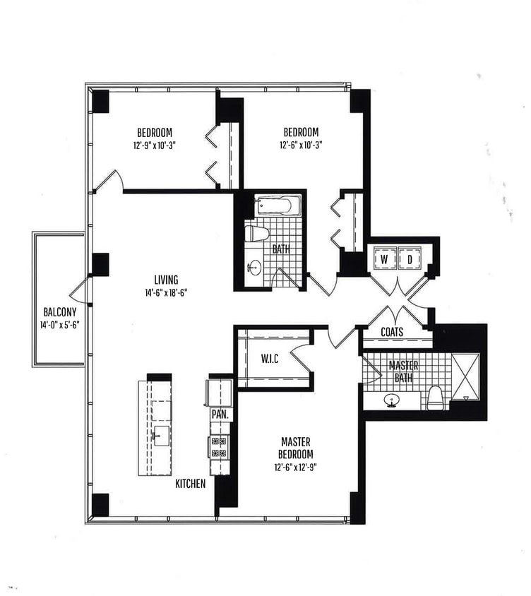 Floor Plan - 3 BR, 2 BTH