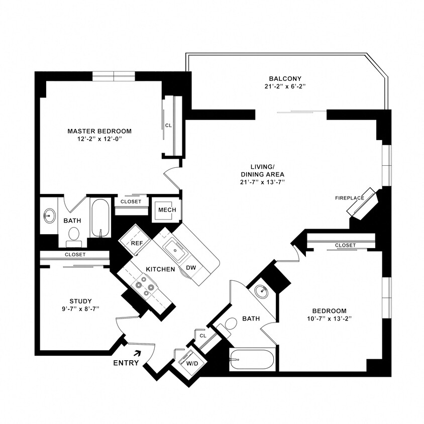 Floor Plan - 2 Bed/2 Bath Den-B06