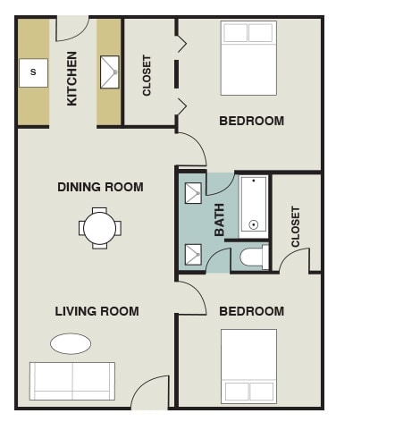 2BR/1BA - 2X1