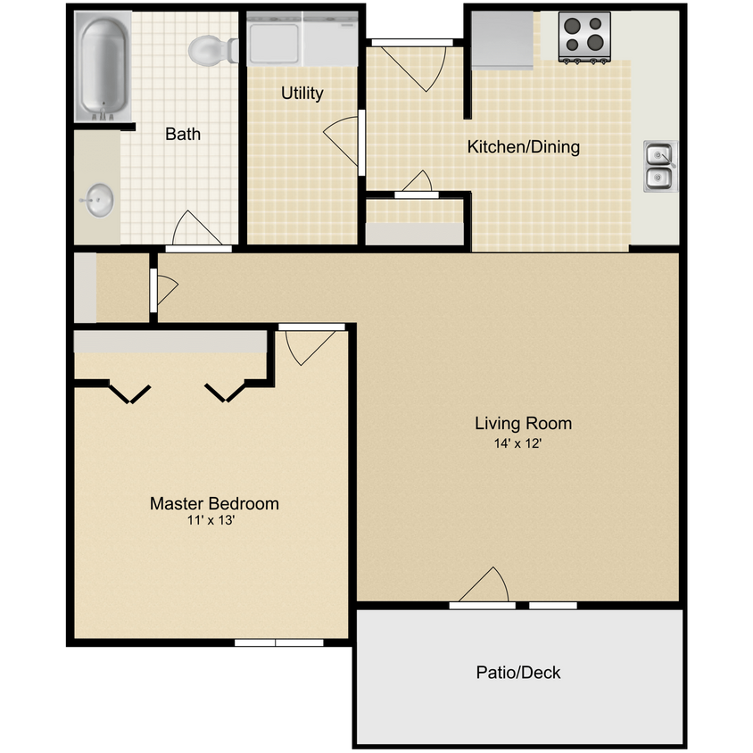 Floor Plan - One Bedroom
