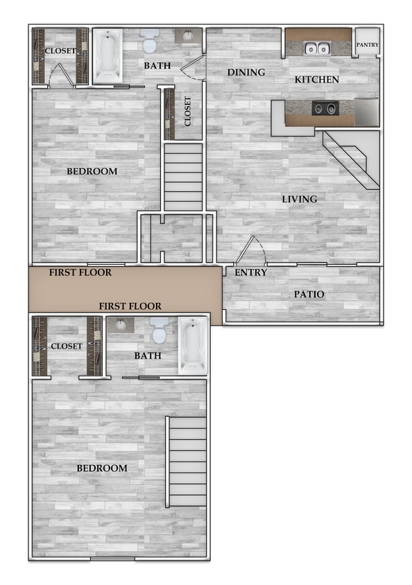 975 SQ FT - 2x2 975 SF
