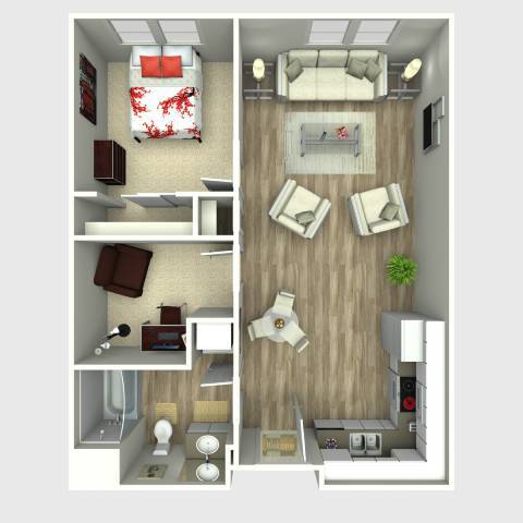 Floor Plan - 1 Bedroom with Den