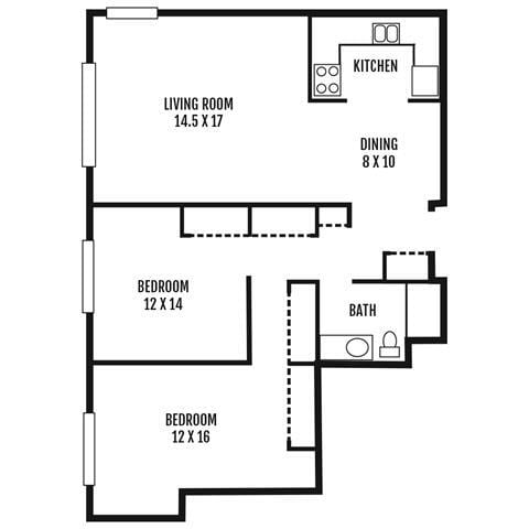 Floor Plan - Renovated - Two Bedroom