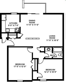 2BR/1BA - 2x1A