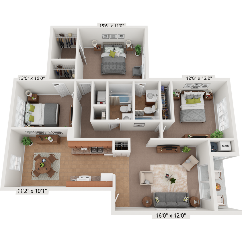 Floor Plan - Maple - Affordable-LIHTC