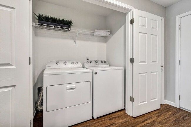 Every apartment includes an in-unit washer and dryer to make laundry easy and convenient. - Kinsley Forest
