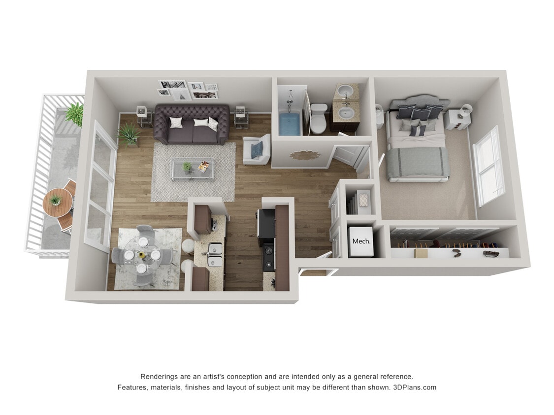 1 Bed 1 Bath Floor Plan - 1 Bedroom 1 Bath 