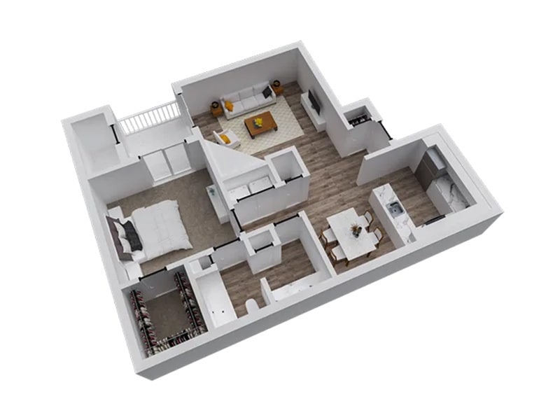 1 Bedroom 1 Bathroom Floor Plan - Vail - Renovated