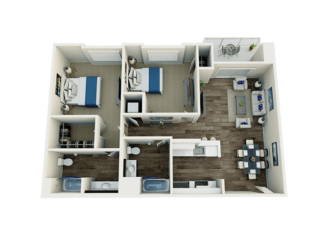 Floor Plan - 2 Bedroom, 2 Bath