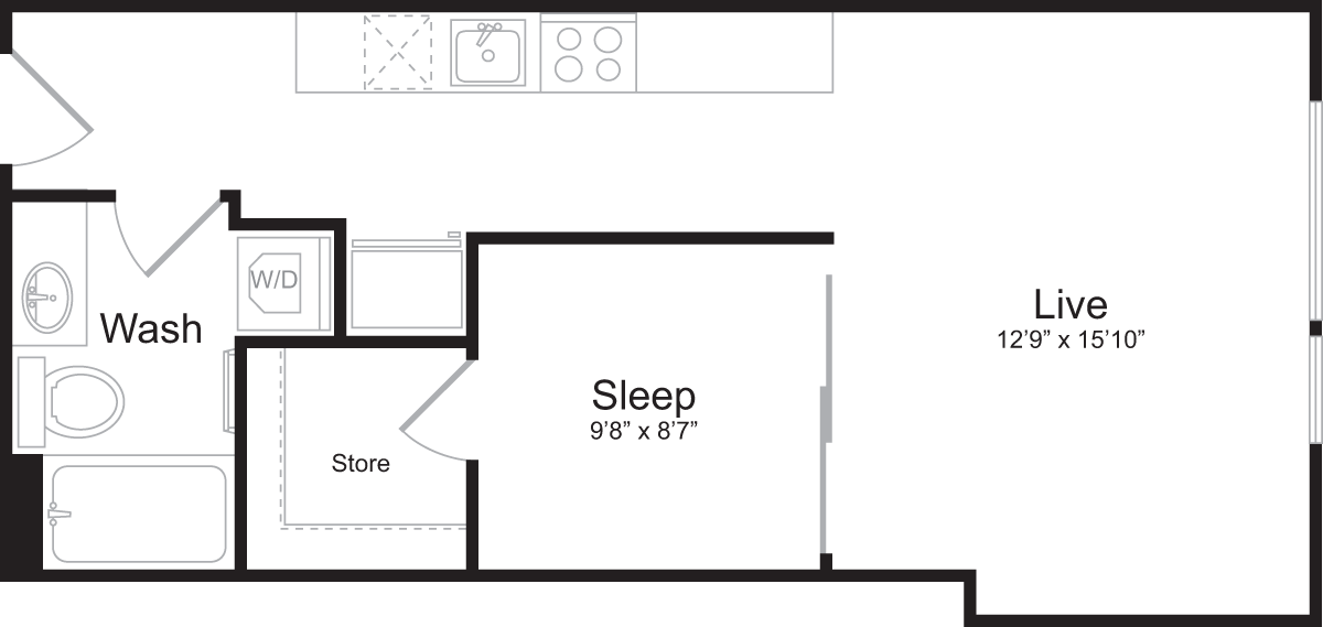 Floor Plan - Open 1 Bedroom A