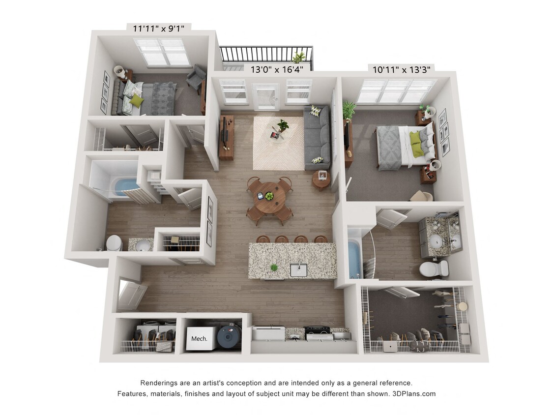 Floor Plan - 2 Bed 2 Bath