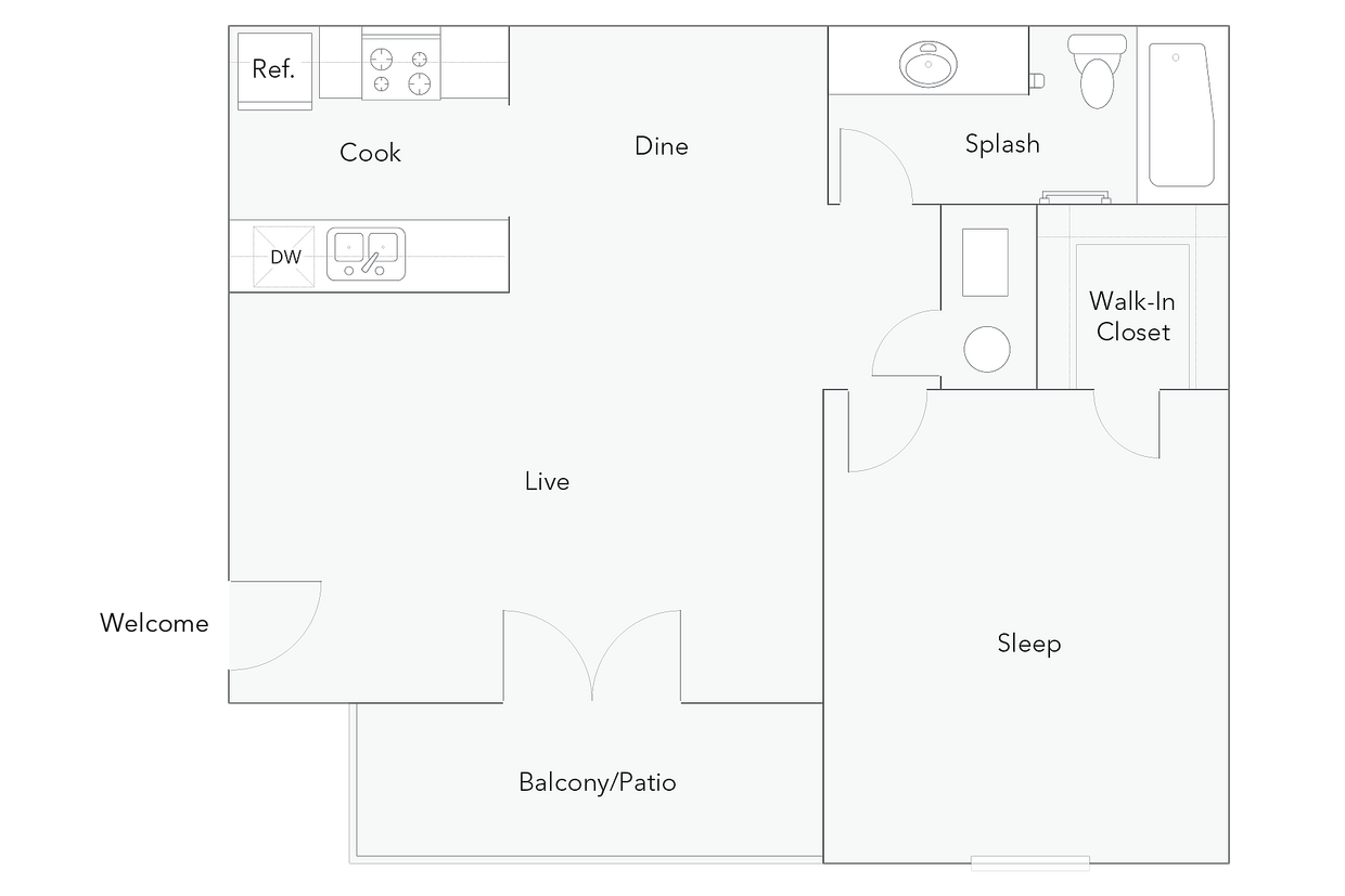Amherst | 1-Bedroom Floorplan - Amherst