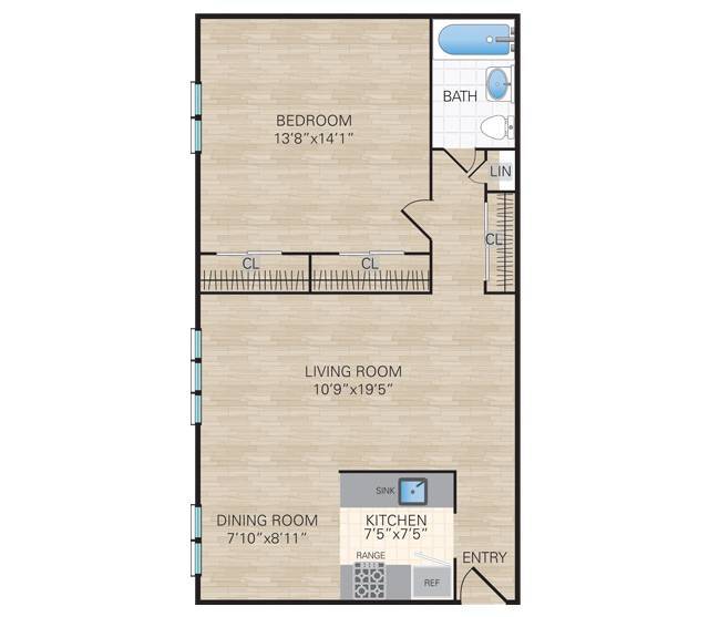 1 Bedroom, 1 Bath. 675 Sq. Ft. - 1 Bedroom, 1 Bath