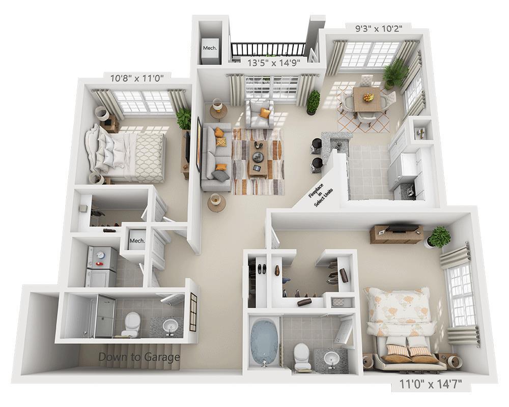 Floor Plan - Two Bedroom B2C