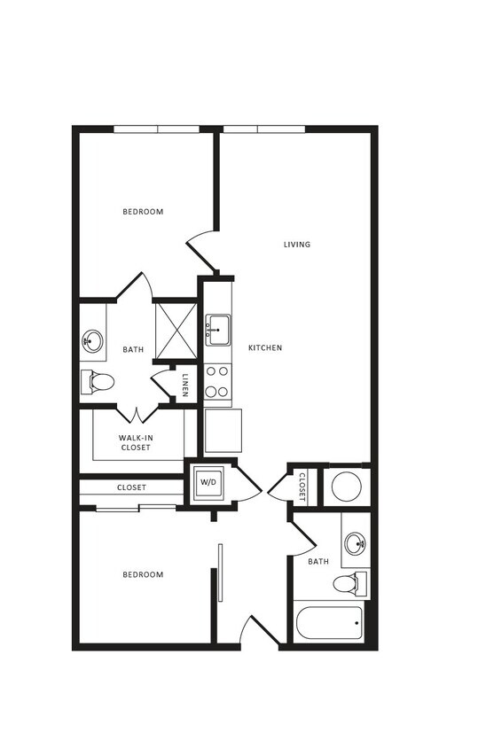 Floor Plan - 2 Bed/2 Bath-B01 Modern