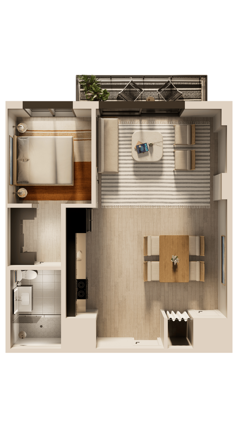 Floor Plan - Malibu 1 Bedroom