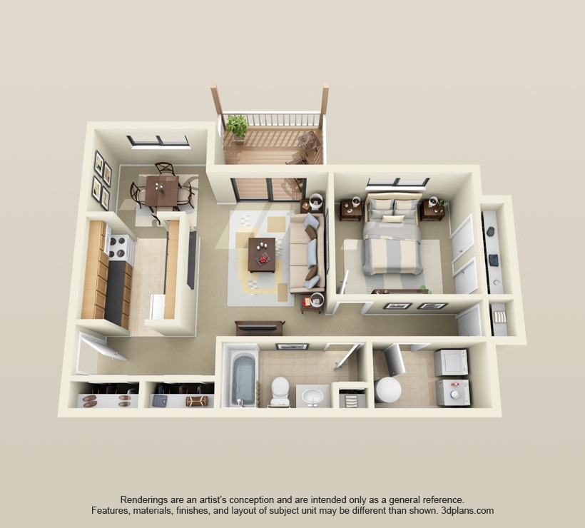 Floor Plan - One Bedroom One Bathroom