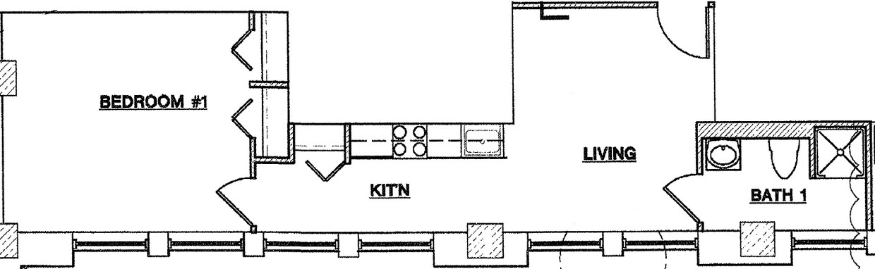 Floor Plan - 1 Bed, 1 Bath - Style A